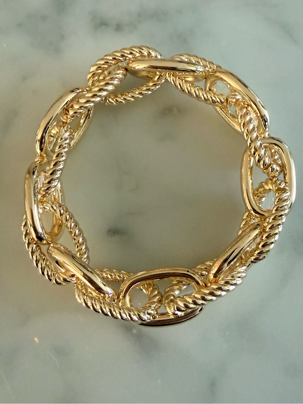 Chunky Gold-Tone Rope Link Stretch Bracelet